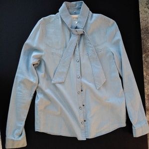 Denim Bow Blouse